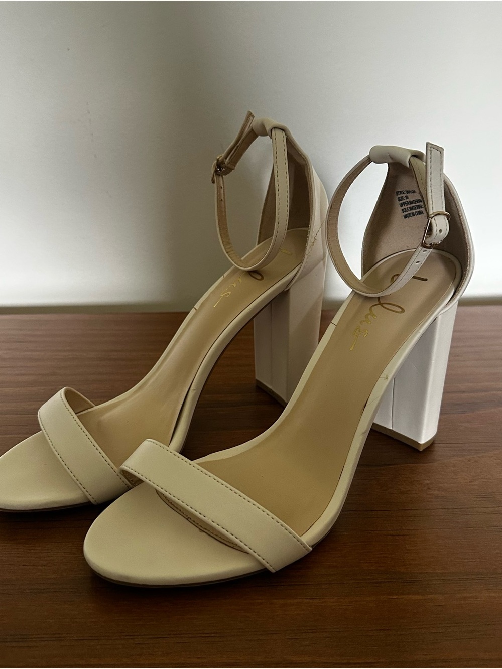 Lulu's Cream Ankle-Strap Block Heel Sandals